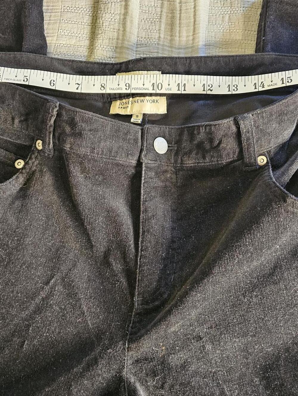 Jones New York Sport Black Stretch Corduroy Pants Size 18 - Picture 3 of 3